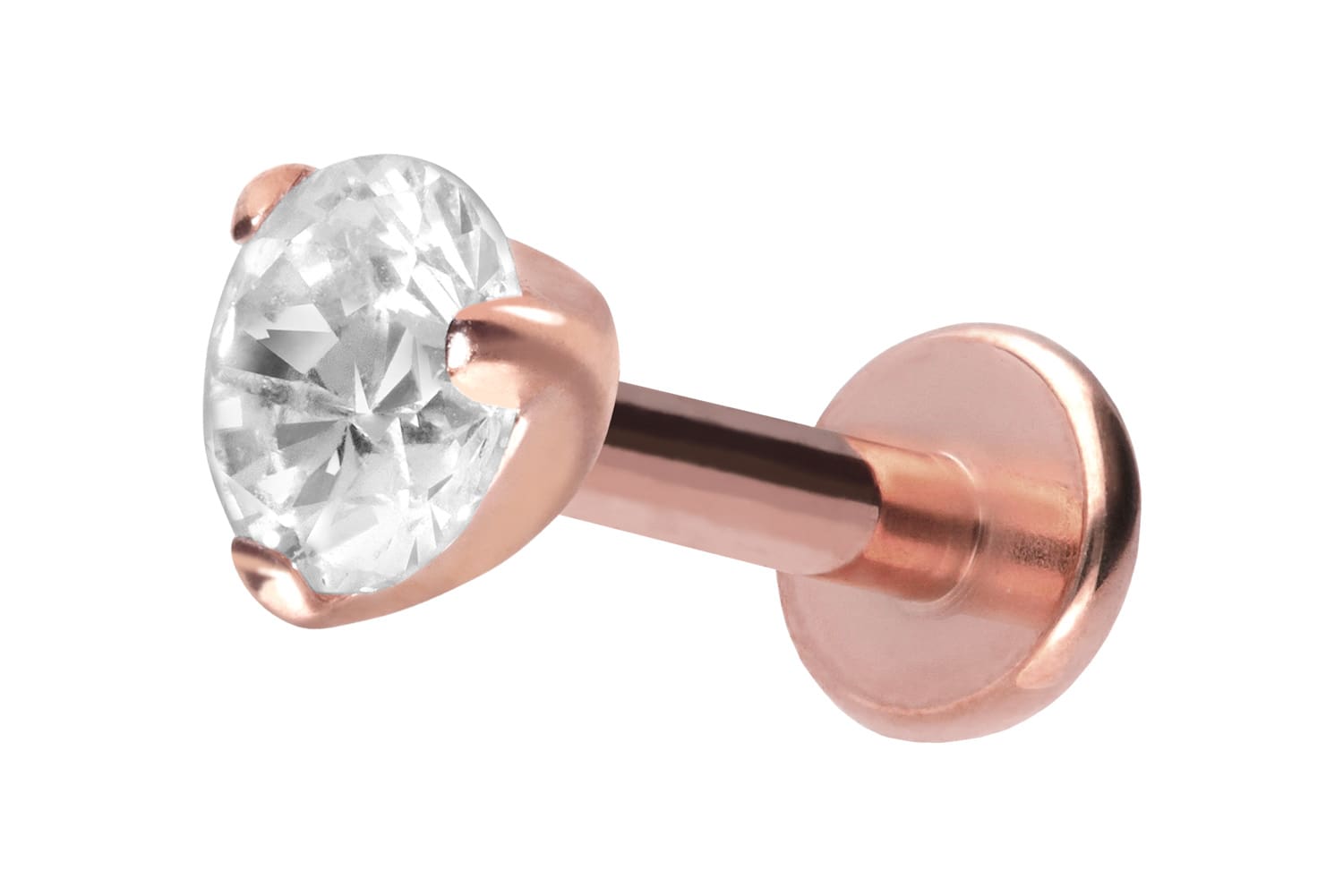 Titan Labret Piercing mit Innengewinde EINGEFASSTER KRISTALL